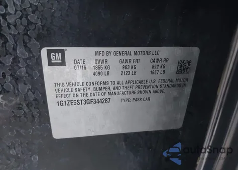 2016 Chevrolet Malibu 1Lt z USA, uszkodzony, nr VIN 1G1ZE5ST3GF344287